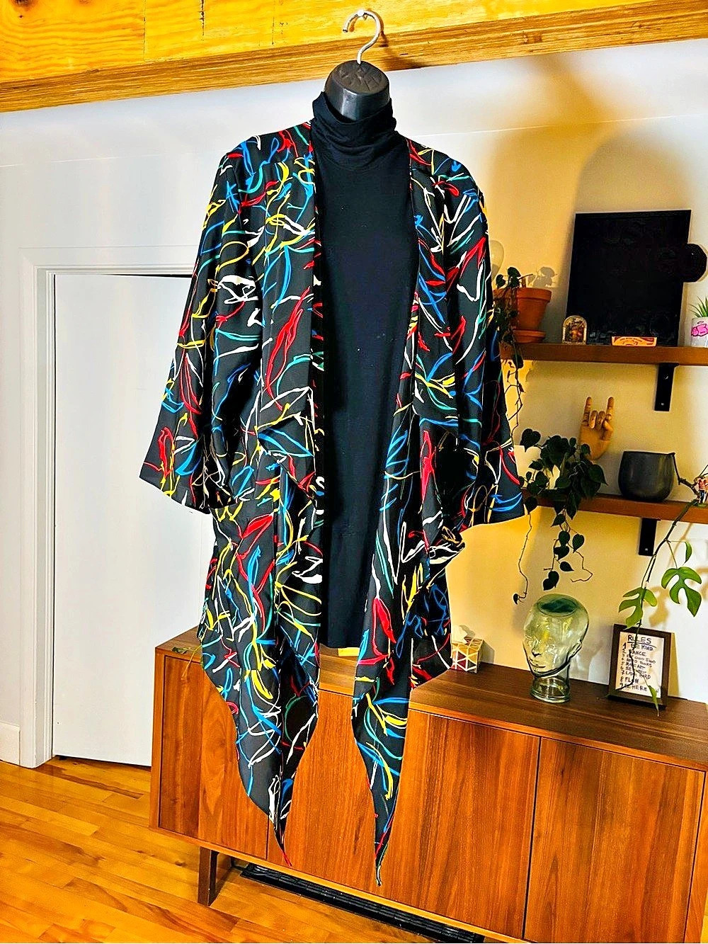 Late 80s MR. EDWARD Abstract Wearable Art Kimono Duster - OS